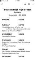 High School Bulletin Aug. 26-30