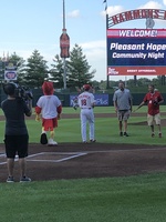 High School Principal Brent Offerdahl throws out First Pitch at Pleasant Hope Community Night at Springfield Cardinals game on Friday, August 9th, 2019