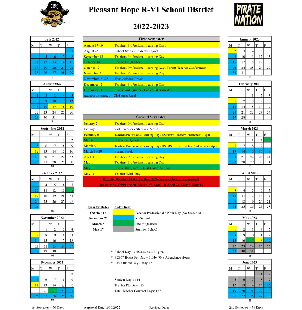 PHR6 2022-2023 School Calendar