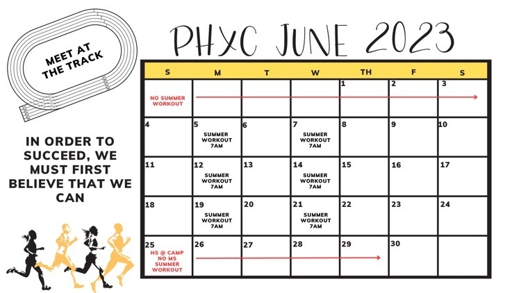 June Calendar - remember physical and insurance forms!