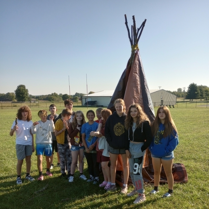 Students show off their teepee